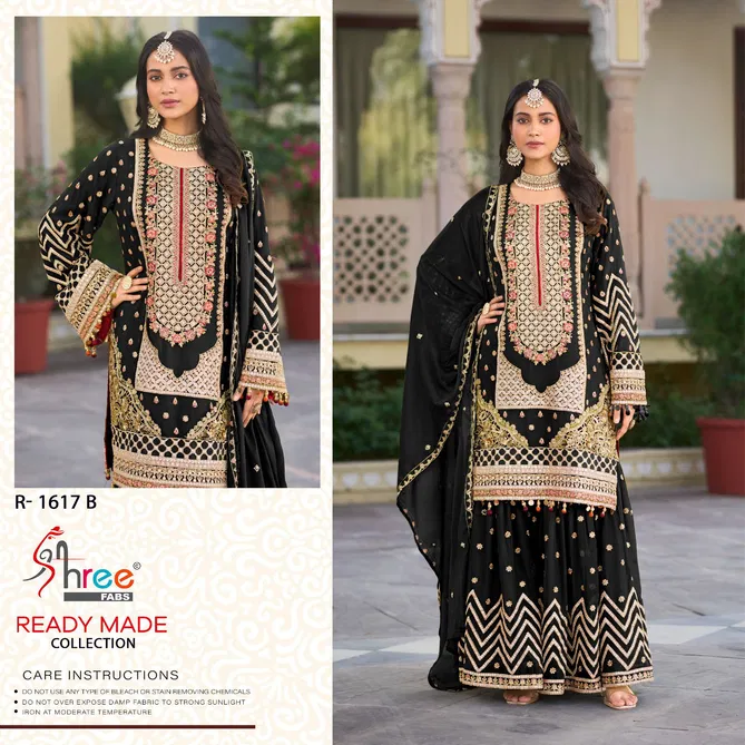 R 1617 By Shree Fabs Chinon Embroidery Pakistani Readymade Suits Exporters In India